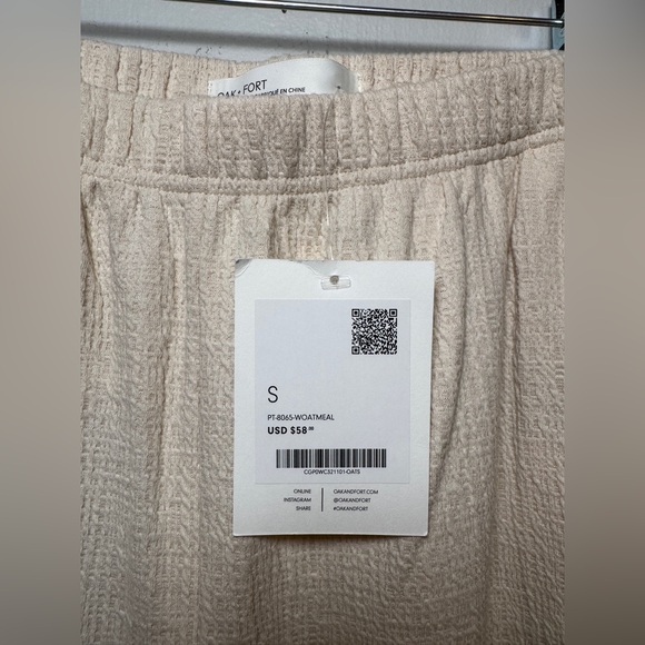 Oak + Fort Elastic Waist Pant - S - Oatmeal - Picture 3 of 6